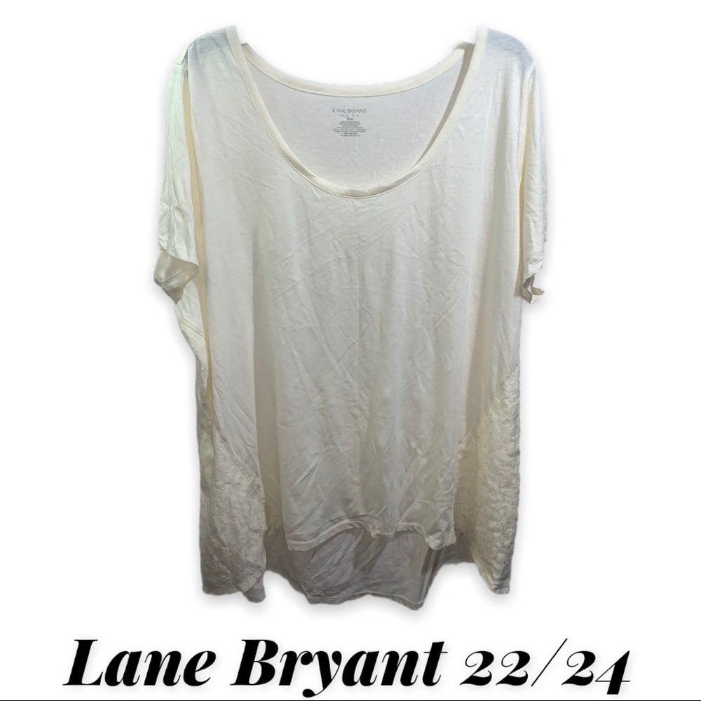 Lane Bryant Cream Flowy Knit Top with lace 22/24